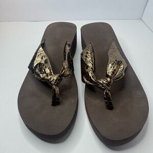 Marg J by Margaret Jerrold Elegant Brown and Gold Women's Sandals Size 9.5N